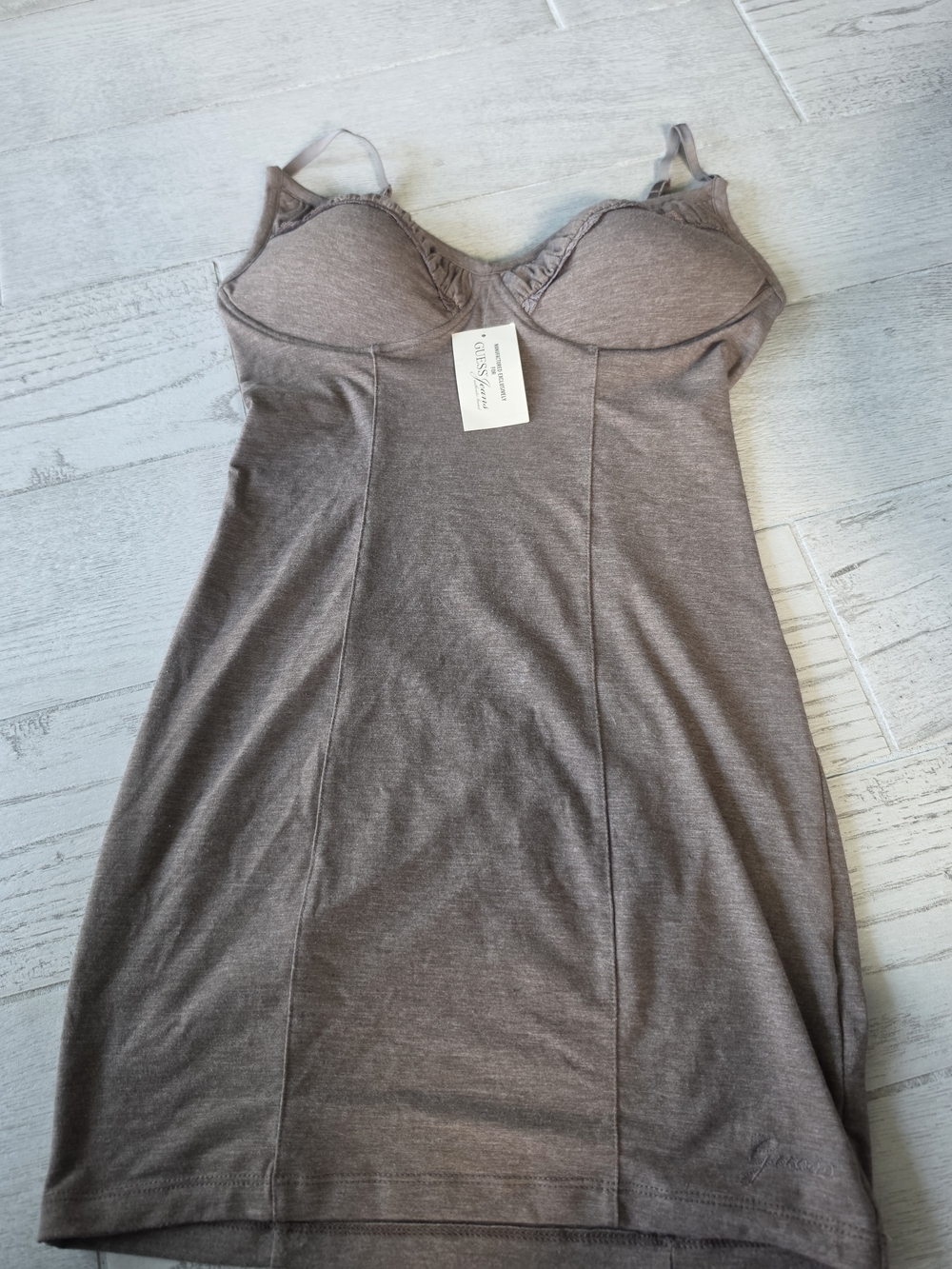 Guess Taupe Mini Slip Dress with Built-In Bra